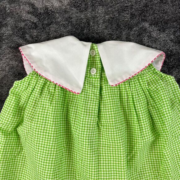 Vtg Copper Key Toddler 2T Collared Two-Piece Set Gingham Bee Embroidered Dress - Picture 9 of 11